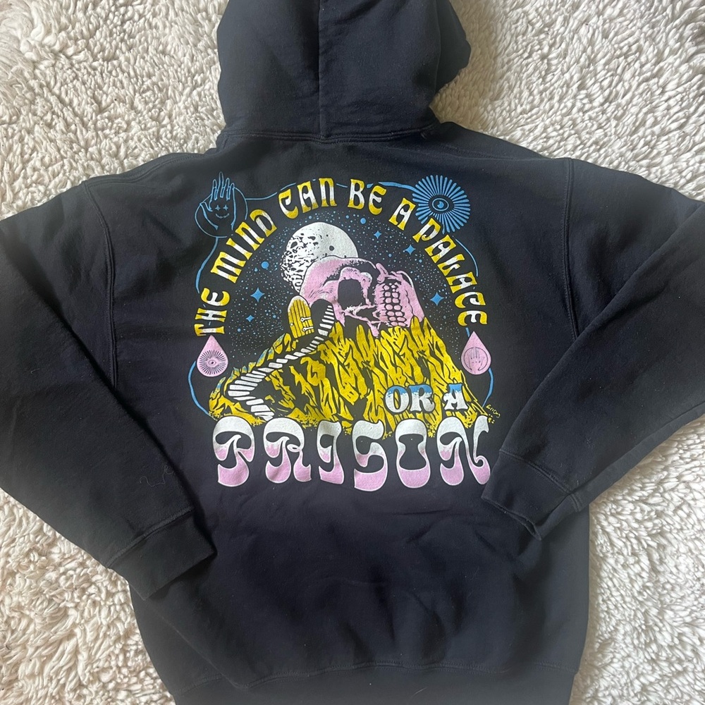 Boss Black Hoodie with Yellow, Pink and Blue Graphic